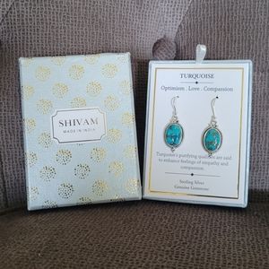 Shivam Oval Shaped Turquoise With Gold💛 Veins Earrings